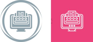 Beyaz arkaplanda bilgisayar ekranı simgesi olan yazıcılardaki belgeler izole edildi. vektör