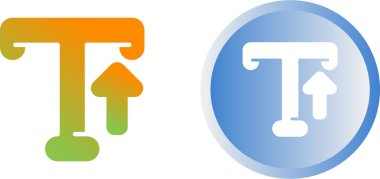 Renkli bir T harfi logosu dizaynı ve ikonlar yukarı ok şeklinde. Vektör illüstrasyonu
