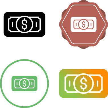 Para, Cash Web Simgesi Vektör İllüstrasyonu