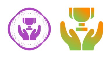 ödül kupası el simgeleri ayarlandı, vektör illüstrasyonu