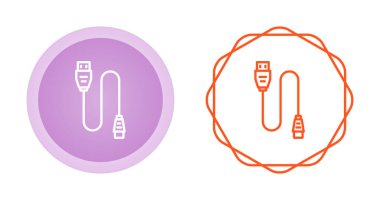 yazıcı kablo simgeleri ayarlandı, basit vektör illüstrasyonu