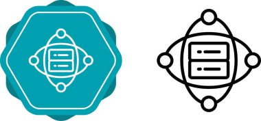 Beyaz arkaplanda internet bağlantı sembolleri olan veri depolama dizisi  