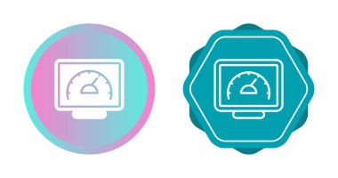 Beyaz arkaplanda hız göstergeleri olan bilgisayar ekranları, vektör yanılsaması 