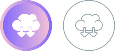 Bulut indirme. Doğrusal ağ simgeleri kümesi 