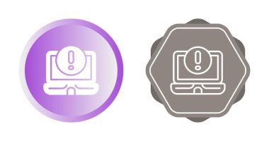 Minimalist dizüstü bilgisayar beyaz arkaplanda izole edilmiş uyarı simgeleri gösteriyor. Vektör illüstrasyonu