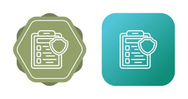 Sigorta poliçesi belgesi kavramında güvenlik kalkanı, Vektör Satırı Simgesi.