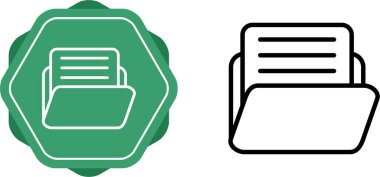 Dosya dizin simgeleri, açılan dizin sembolleri, dosya belge arşivi simgeleri ayarlandı. Vektör illüstrasyonu 