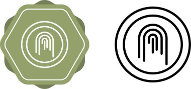 Parmak izi Simgesi, Düğme Şablonu, Basit Düz Vektör Resimleri.