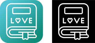 Web sayfası için aşk kitapları simgeleri. romantik edebiyat illüstrasyonu 