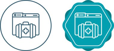 Tıbbi çanta simgeleri, güvenlik konsepti, vektör illüstrasyonlu bilgisayar dizinleri   