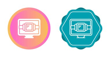 Beyaz arkaplanda bilgisayar izleme simgeleri, vektör illüstrasyonu