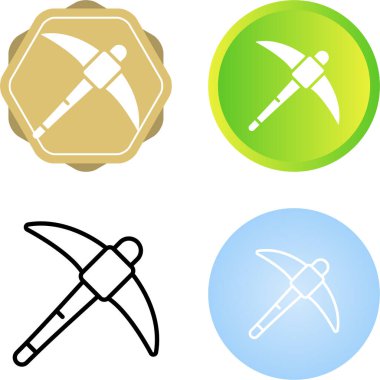 Beyaz arkaplanda izole edilmiş kazma simgeleri kümesi, vektör illüstrasyonu 