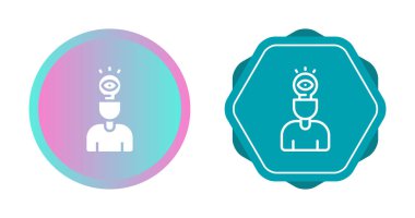 Kafasında ampul vektör simgesi olan bir kafa. Grafik ve web tasarımı için beyaz arkaplanda görüntüleme izole edildi.