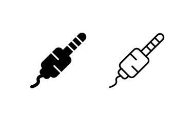 Ses kriko simgeleri beyaz arkaplanda izole edildi. Bağlantı ses ekipmanları için ses kablosu