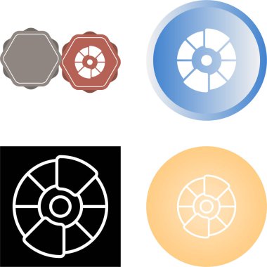 Pasta grafiği bilgi simgesi. Bölümlerle veya parçalarla çember çizimi yapın. Bilgi, veri analizi, web tasarımı, ui veya sunum için bölümlü çemberler. Vektör illüstrasyonu.