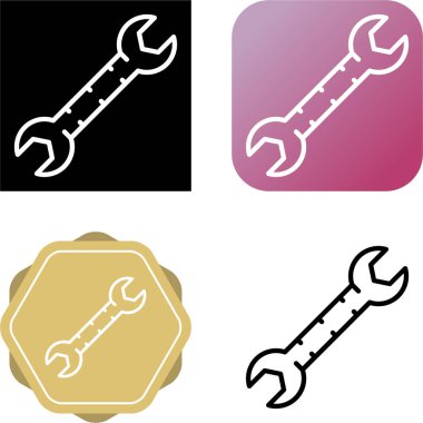 İngiliz anahtarı simgesi seti, vektör illüstrasyonu 