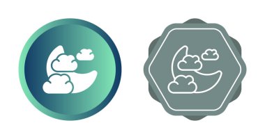 Ay ve bulut simgeleri beyaz arkaplanda izole edildi.