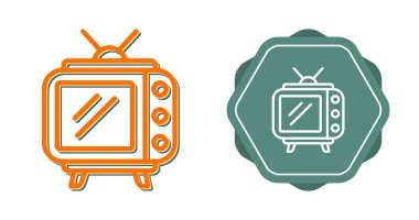 çizgi televizyon simgeleri beyaz arkaplanda izole edildi