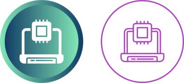 beyaz arkaplanda dizüstü bilgisayarlar ve işlemciler simgeleri, vektör illüstrasyonu