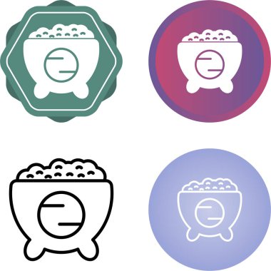 Beyaz arkaplanda izole edilmiş pirinç kasesi simgeleri, vektör illüstrasyonu 