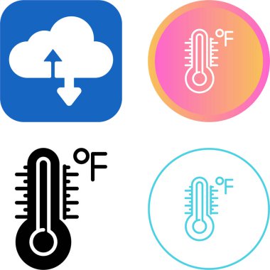 Sıcaklık ölçeği simgesi. Hava durumu. Uygulamalar ve web siteleri için sıcak ve soğuk hava sıcaklığı sembolü ve düz biçim, vektör illüstrasyonu