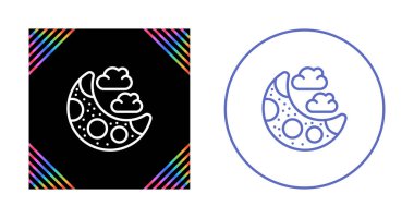 Ay ve bulutlar web simgeleri vektör illüstrasyonunu ayarlar