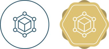 Koyu arkaplanda blok zinciri simgesi logosu konsepti. Kripto para birimi veri imzası tasarımı. Soyut geometrik blok zincir teknolojisi iş tabelası. Vektör illüstrasyonu