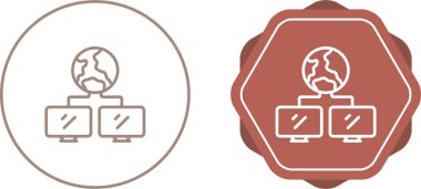 beyaz arkaplanda dünya ve bilgisayar ağı simgeleri, vektör illüzyonu 