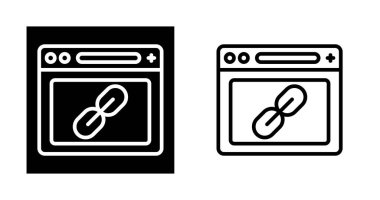 Bağlantı simgelerine sahip web tarayıcısı, vektör illüstrasyonu basit tasarım