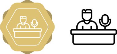 man hosting podcast icon vector illustration 