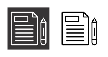 düz kalem ve kağıt, vektör illüstrasyonu