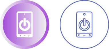 Beyaz arkaplanda güç düğmesi izole edilmiş doğrusal akıllı telefon simgeleri.