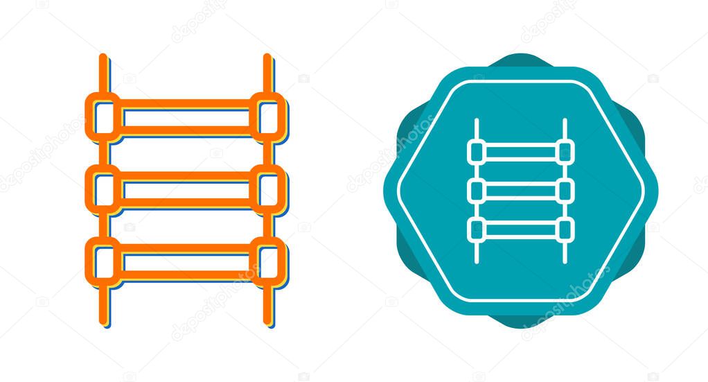 Set of track rails icons isolated on white background, vector illustration
