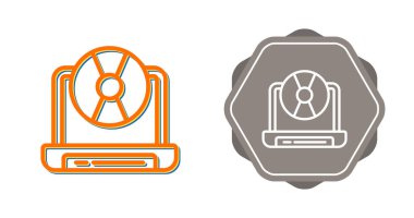 dizüstü bilgisayar ve cd simgeleri beyaz ve siyah arkaplan üzerinde izole edilmiş, vektör illüstrasyonu