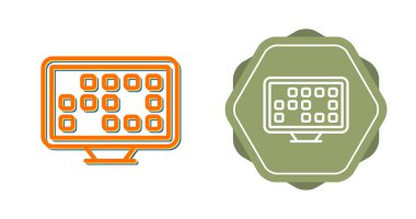 Beyaz arkaplanda izole edilmiş piksel oyun simgelerine sahip bilgisayar ekranları, vektör illüstrasyonu     