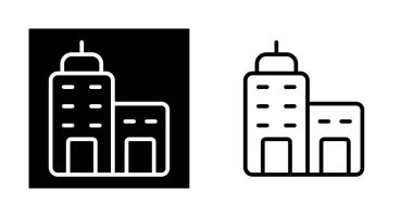 Şehir binaları simgeleri ayarlandı, vektör illüstrasyonu