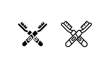 Dişçi kliniği ikonları. Elektrik diş fırçası simgeleri illüstrasyonu