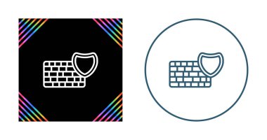 Beyaz arkaplanda izole edilmiş güvenlik duvarı koruması, vektör illüstrasyonu           