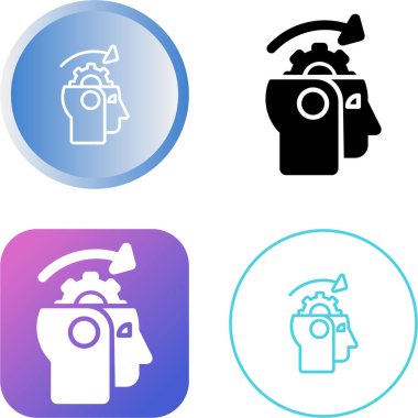 Makine öğrenme çizgisi simgesi, vektör illüstrasyonu 