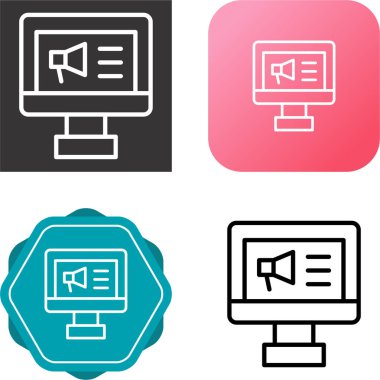 Bilgisayar monitör simgesini. Düz Pc sembolü. Vektör çizim