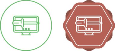 Beyaz ve siyah arkaplanda bilgisayar monitörü ve tornavida simgeleri 