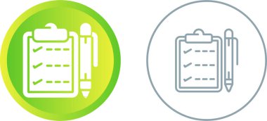 Kalem simgelerine sahip kontrol listesi, vektör illüstrasyonu 