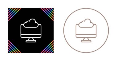 Web siteleri için basit bilgisayar monitörleri ve bulutları simgeleri.