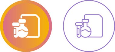 Laboratuvar şişeleri ve belge sembollerinin yer aldığı renkli bilim simgeleri 