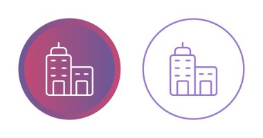 Şehir binaları simgeleri ayarlandı, vektör illüstrasyonu