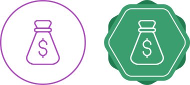 Dolar torba simgeleri ayarlandı, vektör illüstrasyonu