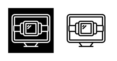 Beyaz arkaplanda bilgisayar izleme simgeleri, vektör illüstrasyonu