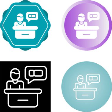 Konuşma balonu vektör illüstrasyonuna sahip ofis çalışanı 