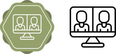 online toplantı simgesi vektör illüstrasyonunu ayarla