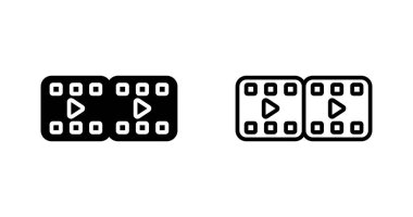 Beyaz arkaplanda izole edilmiş film şerit simgeleri, vektör illüstrasyonu 